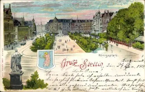 Litho Szczecin Stettin Pommern, Königsplatz