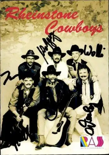 Ak Sänger Rheinstone Cowboys, Gruppenbild, Autogramme, Gitarre