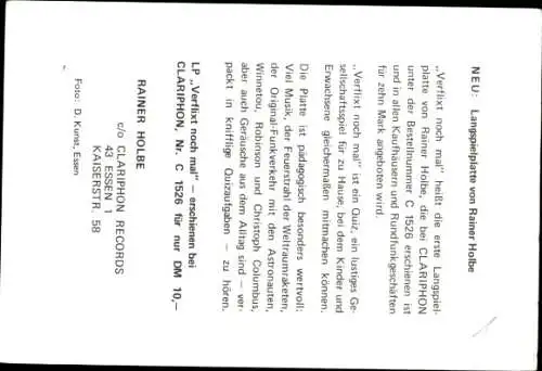 Ak Schauspieler Rainer Holbe, Portrait, Autogramm, Clariphon