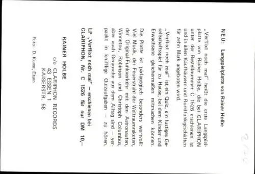 Ak Schauspieler Rainer Holbe, Portrait, Autogramm, Clariphon