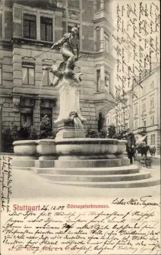Ak Stuttgart in Württemberg, Gänsepeterbrunnen