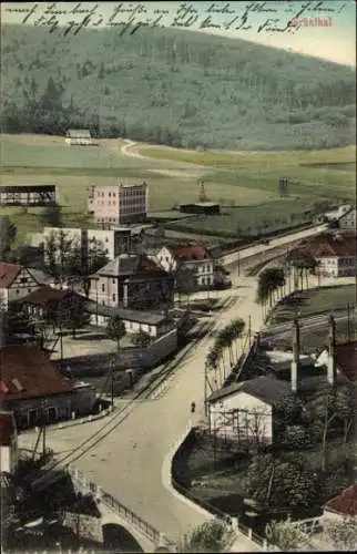 Ak Grünthal Olbernhau im Erzgebirge Sachsen, Straßenpartie, Brücke