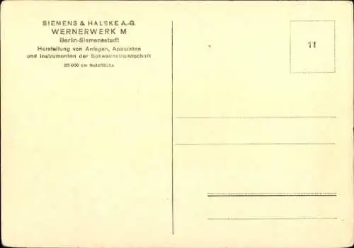 Ak Berlin Spandau Siemensstadt, Wernerwerk M, Anlagen und Apparaturherstellung