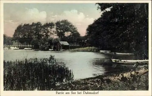 Ak Dahmsdorf Reichenwalde in Brandenburg, Haus am See, Boote