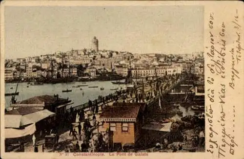 Ak Konstantinopel Istanbul Türkei, vue du Pont de Galata