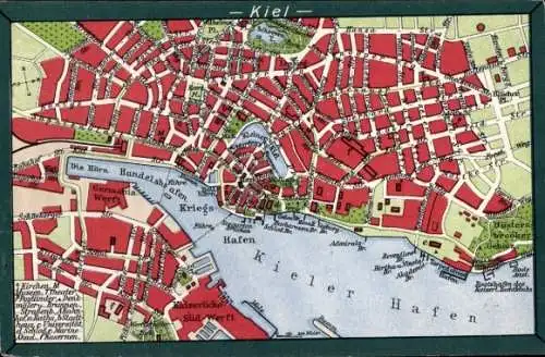 Stadtplan Ak Kiel, Kieler Hafen