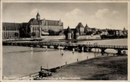 Ak Marienburg Malbork Westpreußen, Marienburg, Nogatbrücke