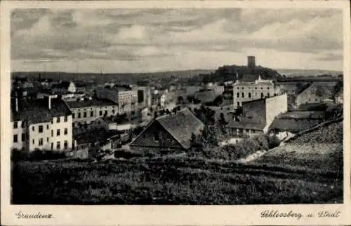 Ak Grudziądz Graudenz Westpreußen, Panorama, Schlossberg