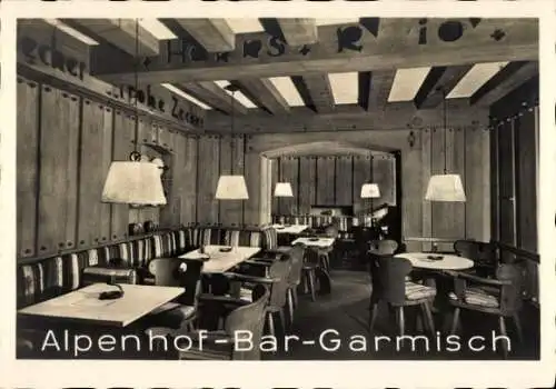 Ak Garmisch Partenkirchen in Oberbayern, Park-Hotel Alpenhof, Bar