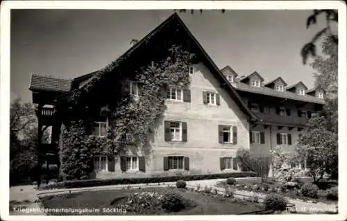 Ak Söcking Starnberg in Oberbayern, Partie am Kriegsblindenerholungsheim, Garten