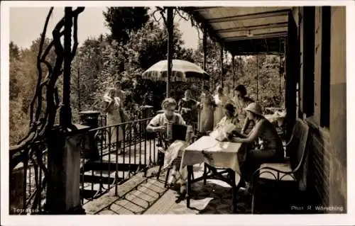 Ak Bernried am Starnberger See Oberbayern, Töchterpensionat Buchenheim, Terrasse