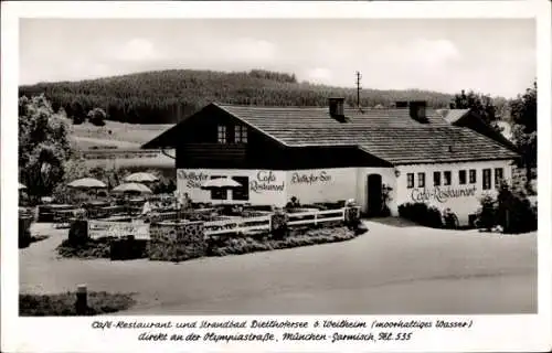 Ak Weilheim Oberbayern, Café-Restaurant, Strandbad Dietlhofersee