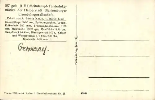 Ak Deutsche Eisenbahn, Tenderlokomotive der Halberstadt-Blankenburger Eisenbahngesellschaft