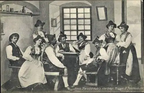 Ak Hans Kerschbaum's oberbaywrische Truppe D'Jachenauer, Trachten