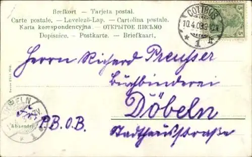 Ak Gemaltes Porträt einer Frau in blauem Kleid, Tänzerin