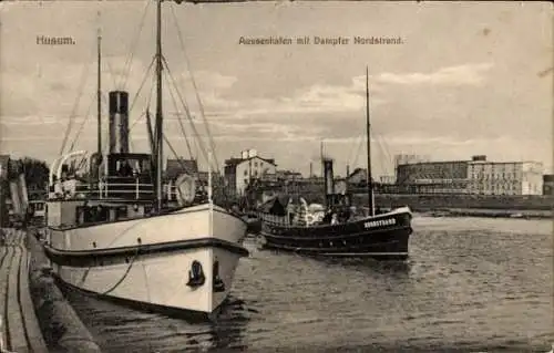 Ak Husum in Nordfriesland, Außenhafen mit Dampfer Nordstrand