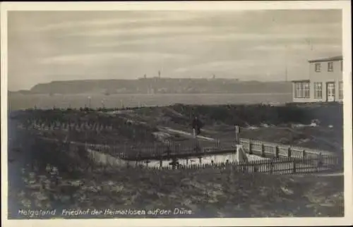 Ak Nordseeinsel Helgoland, Friedhof der Heimatlosen auf der Düne