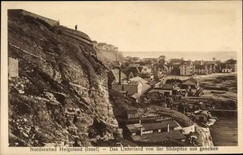 Ak Nordseeinsel Helgoland, Unterland von der Südspitze gesehen