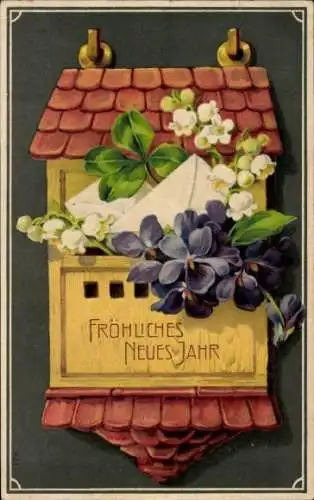 Künstler Ak Fröhliches Neues Jahr, Briefkarten, Blumen