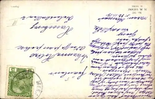 Künstler Ak Portrait einer brünetten Frau