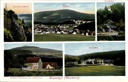 Ak Braunlage Oberharz, Waldmühle, Steinklippe, Gasthaus