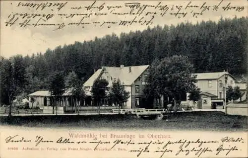 Ak Braunlage im Oberharz, Waldmühle, Brücke