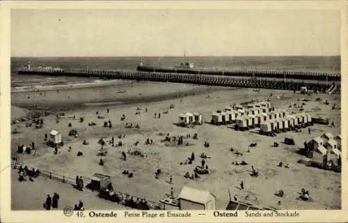 Ak Oostende Ostende Westflandern, Petite Plage et Estacade