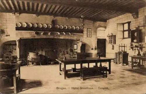 Ak Bruges Brügge Flandern Westflandern, Hotel Gruuthuse, Küche