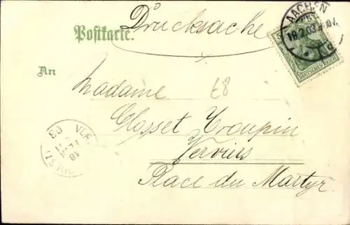 Efeublatt Litho Ak Aachen, Dom