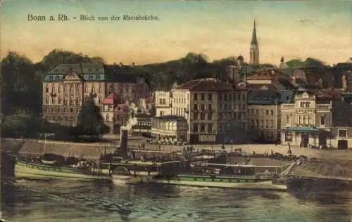 Ak Bonn am Rhein, Blick von der Rheinbrücke, MS Neptun