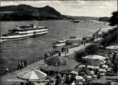 Ak Bad Godesberg Bonn am Rhein, Rheinpromenade, Dampfschiff