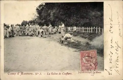 Ak Camp d'Auvours Champagné Sarthe, Le Salon de Coiffure