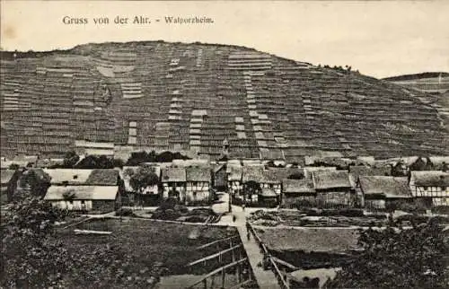 Ak Walporzheim Bad Neuenahr Ahrweiler, Teilansicht, Weinberge, Fachwerkhäuser