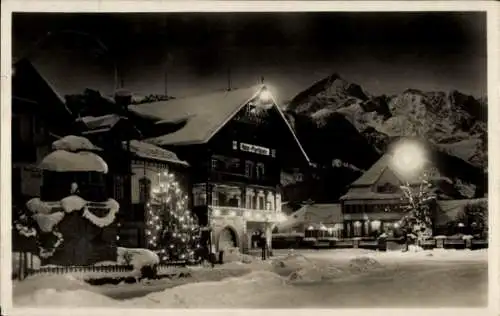 Ak Garmisch Partenkirchen in Oberbayern, Christnacht, Winter, Nacht