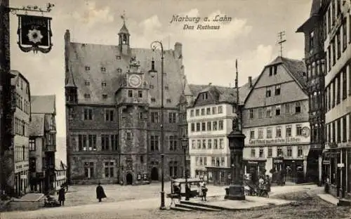 Ak Marburg, Rathaus, Gasthof zum alten Ritter