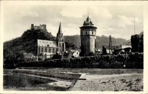 Ak Oberwesel am Rhein, Turm, Kirche, Ruine