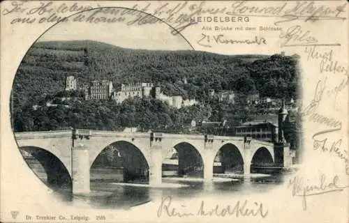 Ak Heidelberg am Neckar, Alte Brücke, Schloss