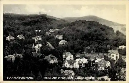 Ak Blankenburg am Harz, Teilansicht, Ziegenkopf, Kaiserwarte