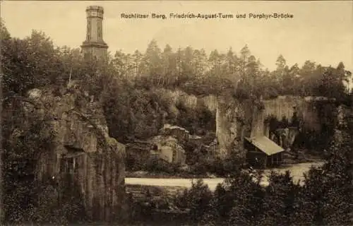 Ak Rochlitz an der Mulde, Rochlitzer Berg, Friedrich August Turm, Porphyr-Brüche