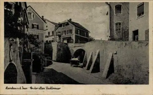 Ak Landau an der Isar Niederbayern, An der alten Stadtmauer