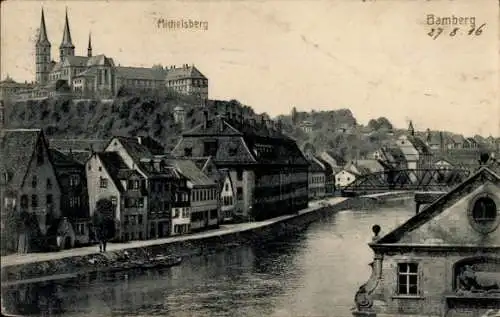 Ak Bamberg in Oberfranken, Michelsberg, Brücke, Schloss