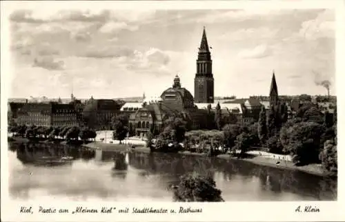 Ak Kiel, Kleiner Kiel, Stadttheater, Rathaus