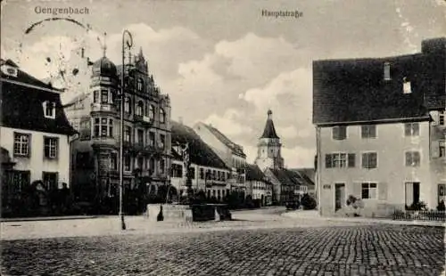 Ak Gengenbach im Schwarzwald, Hauptstraße, Brunnen, Turm