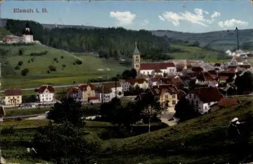 Ak Elzach im Schwarzwald, Gesamtansicht, Kirche