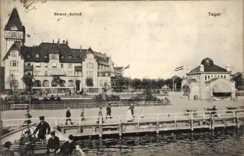 Ak Berlin Reinickendorf Tegel, Strand-Schloss, Promenade