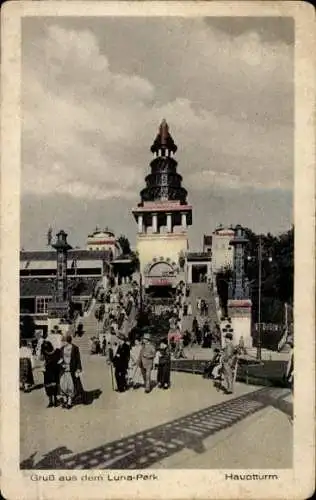 Ak Berlin Wilmersdorf Halensee, Lunapark, Hauptturm