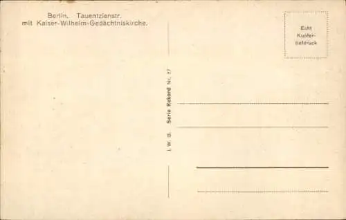 Ak Berlin Charlottenburg, Kaiser Wilhelm Gedächtniskirche, Tauentzienstraße, Straßenbahn