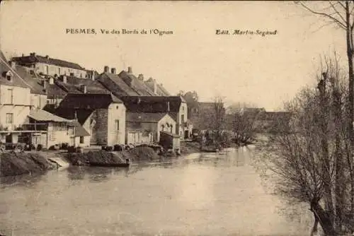 Ak Pesmes Haute Saône, Ufer des Ognon