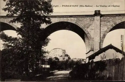 Ak Passavant Haute Saône, Viadukt, Kirche