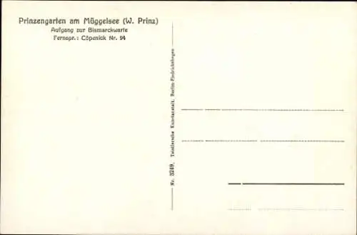 Ak Berlin Köpenick, Restaurant Prinzengarten am Müggelsee